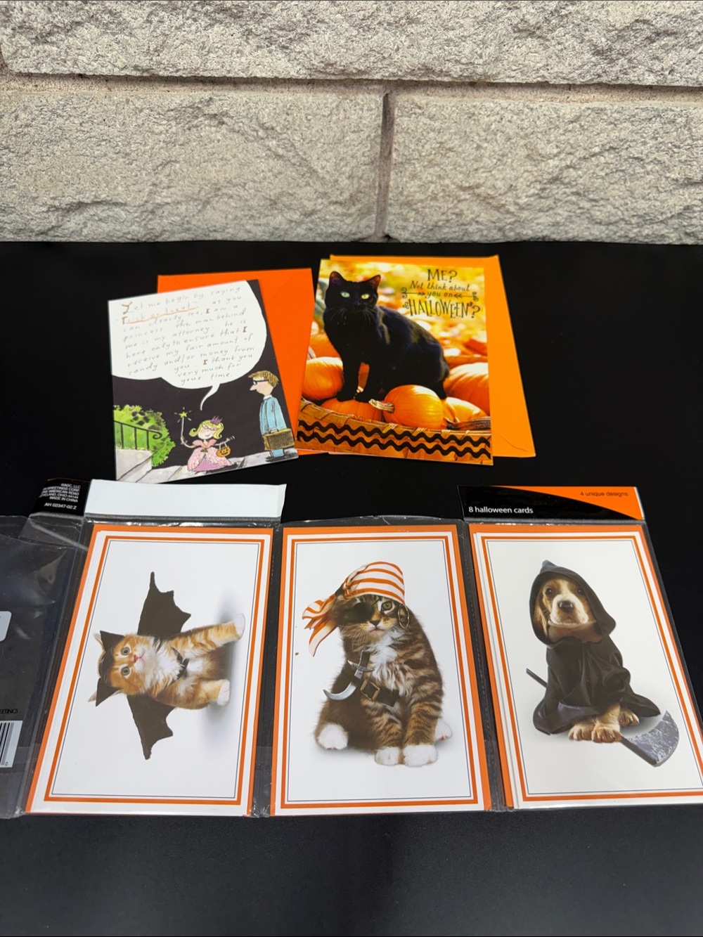 Hallmark Halloween Pet Greeting Cards - Orange & Black Accents